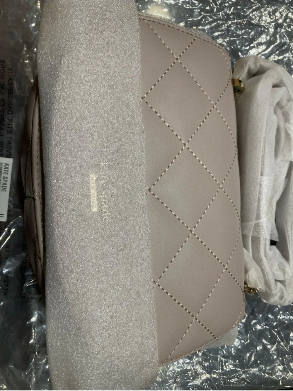NWT kate spade Quilted Saddle Crossbody Bag in Taupe
